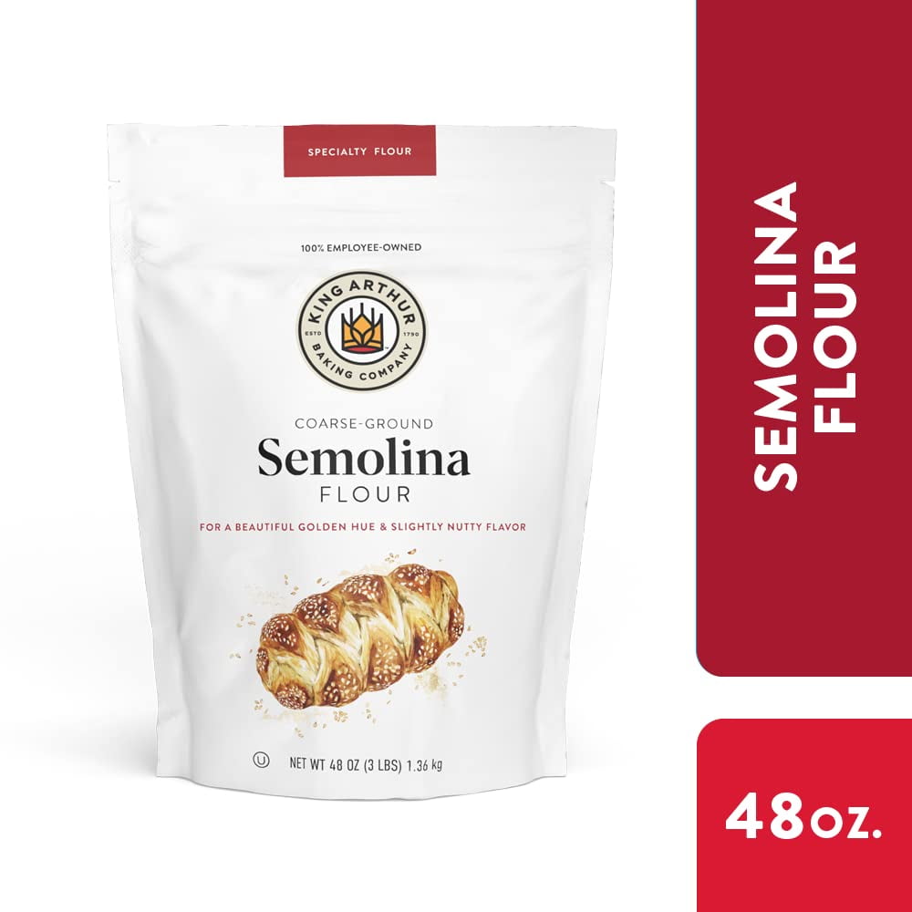 King Arthur Semolina Flour, Coarse Ground, High Protein Durum Wheat, Kosher, 3lbs,White