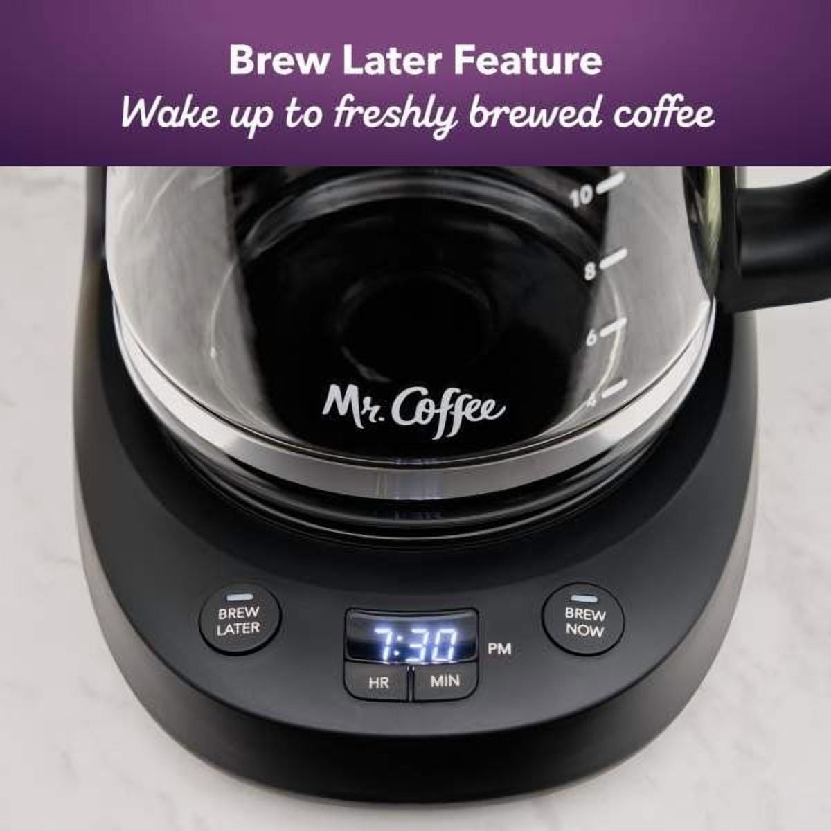 Mr. Coffee Programmable Coffee Maker, 12-Cup Coffee Maker, Black