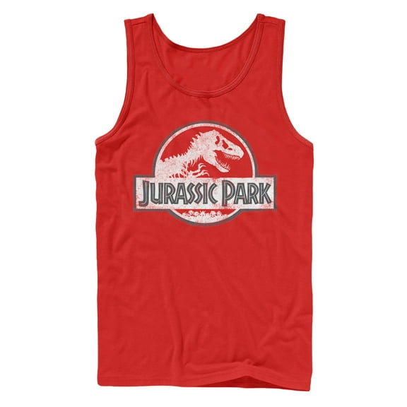 Men's Jurassic Park Vintage Logo Tank Top Red Small