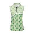thumbnail image 2 of Uorisanigo St. Patrick's Leaf Womens Moisture Wicking Casual Tennis Activewear Comfortable Women's Sleeveless Golf Tennis Shirts Quarter Zip Pullover Size S, 2 of 7