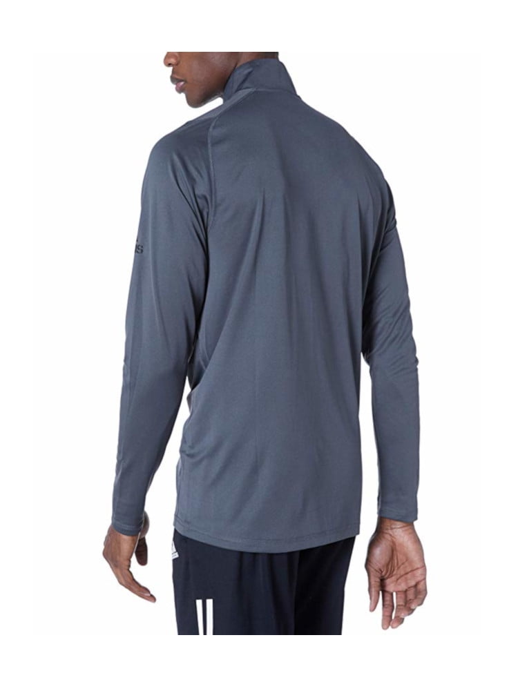 adidas Mens Size Large 1/4 Zip L/S Pullover Tee, Grey