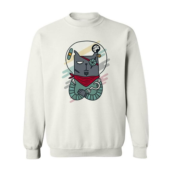 Space Pirate Cat Design Sweatshirt Men -Image by Shutterstock, Male Small