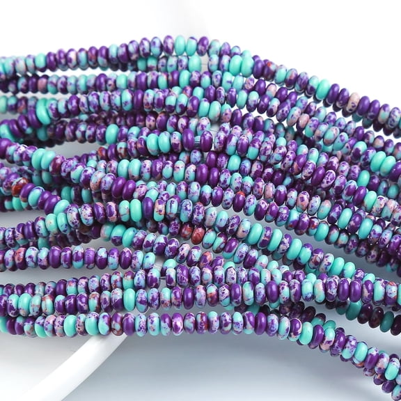DESIGNICE 2X4Mm Galaxy Purple Emperor Stone Rondelle Beads, 150Pcs Natural Abacus Disk Stone Beads Loose Spacer Gemstone for Diy Bracelet Necklace Jewelry Making