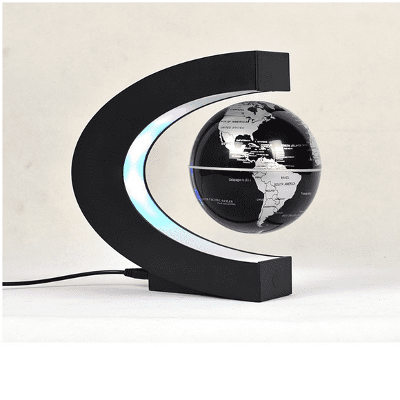Zshan Creative Illuminated Earth Globe Floating Magnetic Levitation Globe Lamp with LED Lights and C-Shape Base for Teaching Demonstration Home and Office Decorations Gift