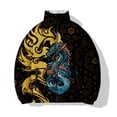 thumbnail image 2 of Abrigo de invierno para hombre, ropa holgada de algodón para hombre, chaqueta con estampado de dragón y fénix súper genial, chaquetas de calle Harajuku, 2 of 5
