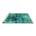 thumbnail image 2 of Ahgly Company Machine Washable Indoor Square Oriental Turquoise Blue Industrial Area Rugs, 6' Square, 2 of 4