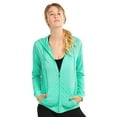 thumbnail image 2 of DailyWear Womens Long Sleeve Thin Cotton Full Zip Up Hoodie Jacket Mint, Small, 2 of 4