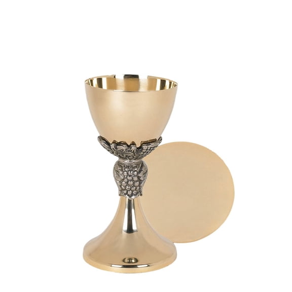Christian Brands Grape and Leave Chalice and Paten Set, 13 ounces, Gold