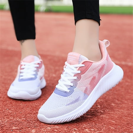 

Fashion Summer Women Sneakers Mesh Hollow Breathable Comfortable Lightweight Lace Up Gradient Color Leather Sneakers for Women Size 5 Womens Running Sneakers Hidden Wedge Sneakers for Women So So