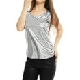 thumbnail image 1 of INSPIRE CHIC Juniors U Neck Sleeveless Stretchy Slim Fit Metallic Tank Tops, 1 of 6