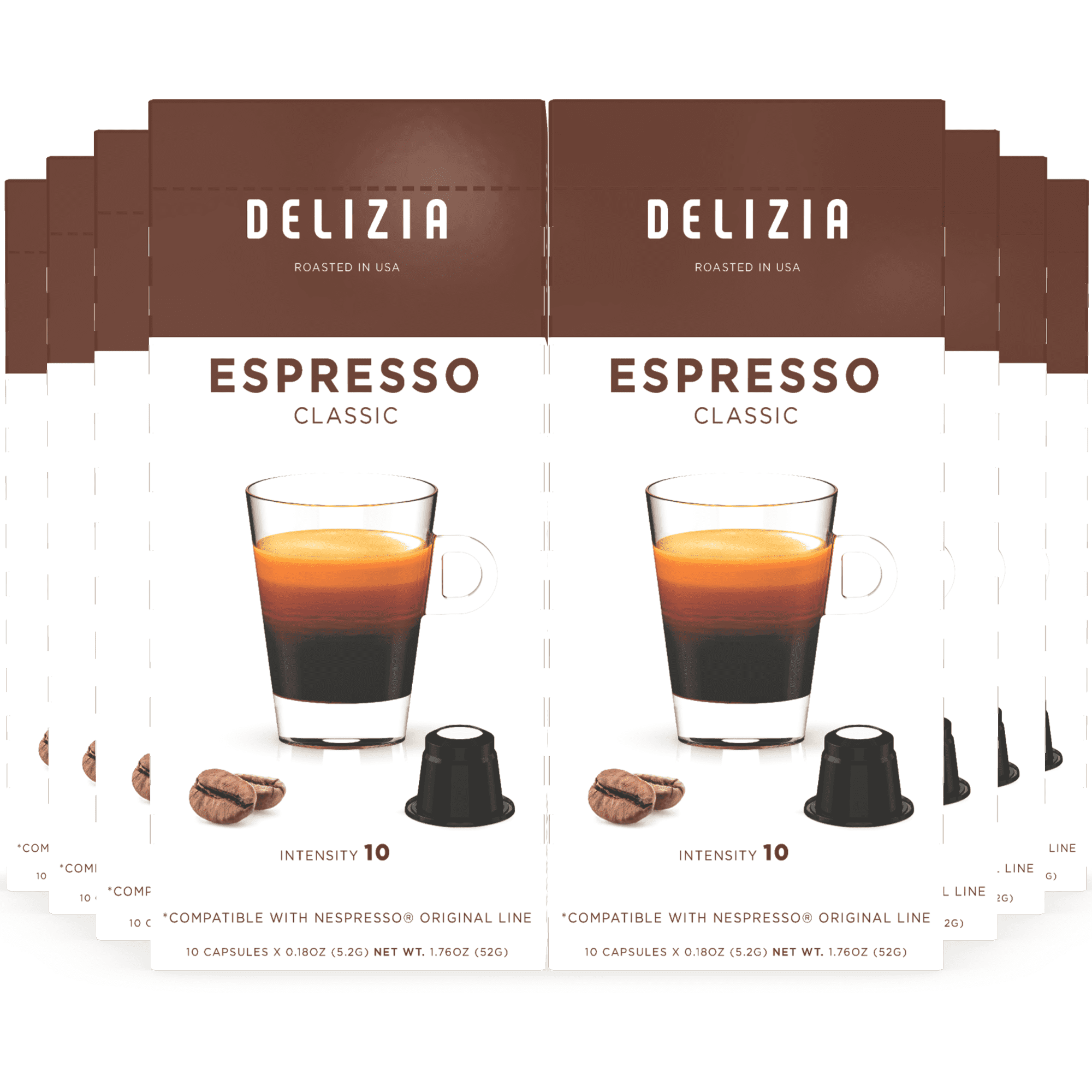 Einde Toegangsprijs silhouet Delizia Coffee Classic Espresso Nespresso Capsules Compatible OriginalLine  Pods, Intensity 10 (80 Count) - Walmart.com