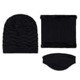 thumbnail image 4 of Gorro De Punto Para Hombre, Bufanda, Calentador De Cara, 3 En 1, Conjunto De Gorros Cálidos De Invierno Con Forro Polar, Gorros Holgados De Punto Cateissary AP008135-01, 4 of 6