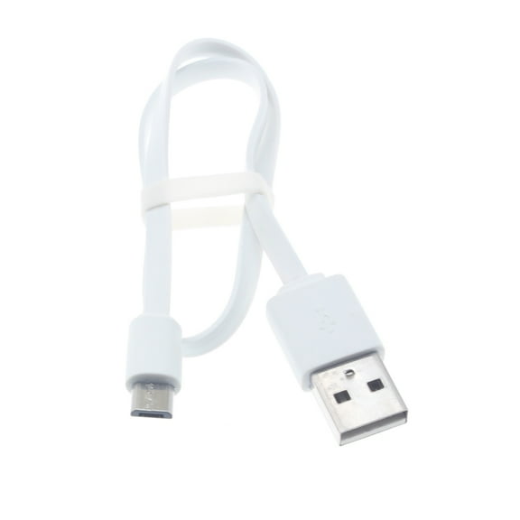 Short USB Cable for Galaxy J7/J5/J3/J2/J1 - 1ft MicroUSB Charger Cord Power Wire Flat Fast Charge Sync White V1V Compatible With Samsung Galaxy J7/J5/J3/J2/J1