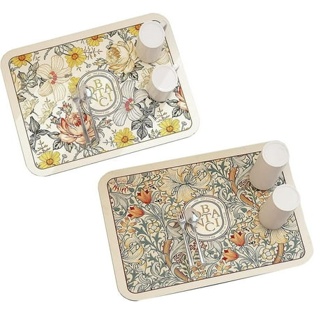 

2025 New Fantasy Style Draining Mat 11.8 X 15.75in Super Absorbent Dish Drying Mat Washable Plates Dish Drying Pad Soft Diatom Mud Non-slip Drain Pad Quick Dry Mat for Kitchen Counter (B+D)