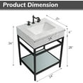 thumbnail image 5 of GGISHA24"x 21"Freestanding Bathroom Vanity with Sink,Carrara Marble,Black Frame,Tempered Glass Shelf, 5 of 8
