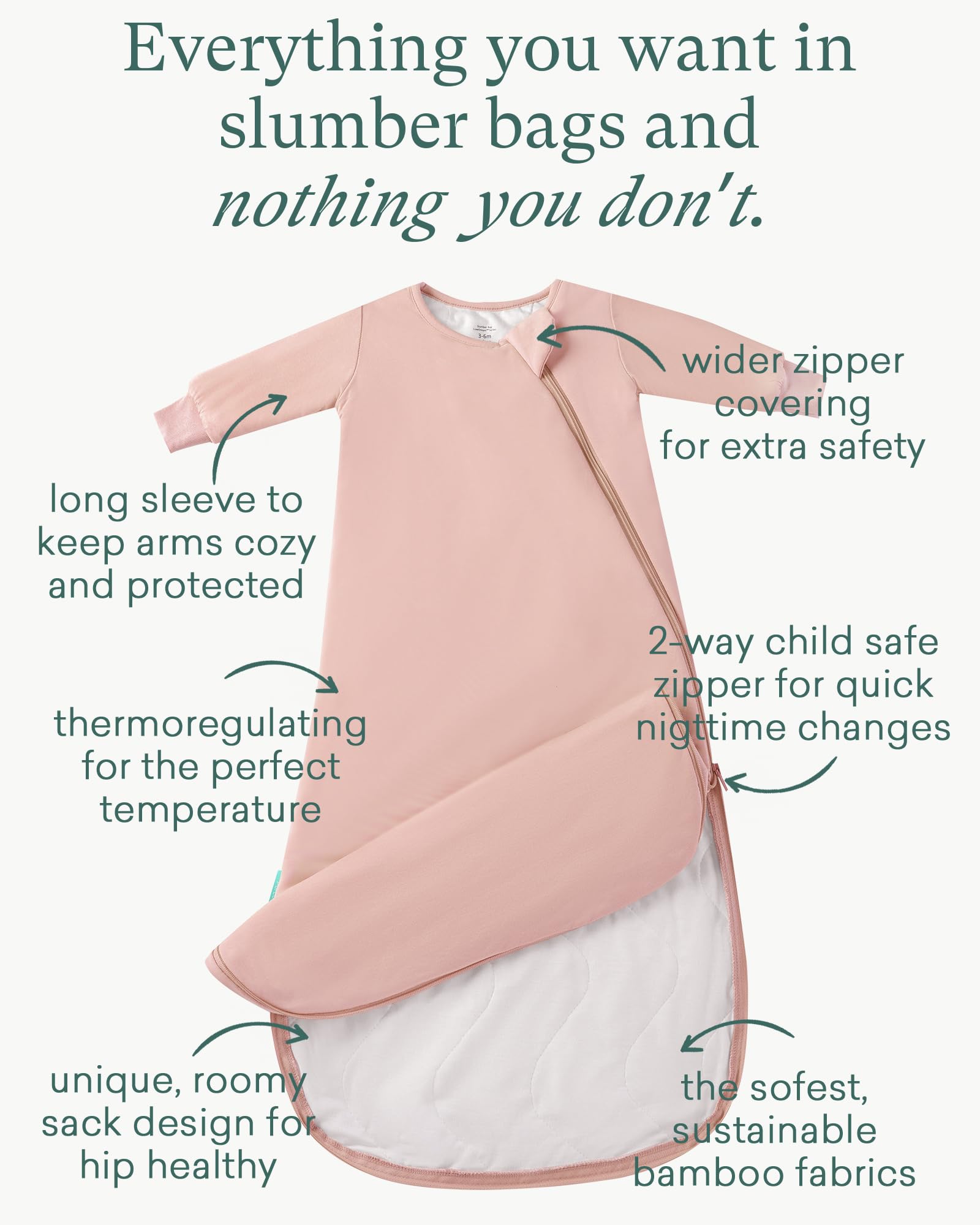 PurComfy Supersoft Long Sleeve Sleep Sack 1.0 TOG, Premium Baby Sleeping Bag 2-Way Zipper Sleep Sack with Sleeves 15-24 Month, Blush