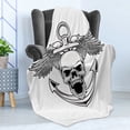thumbnail image 4 of Anchor Soft Flannel Fleece Throw Blanket, Skull with Anchor and Eagle Wings Freedom Devil Sea Hunter Skeleton Myth Graphic, Cozy Plush for Indoor and Outdoor Use, 70" x 90", Grey White, by Ambesonne, 4 of 5