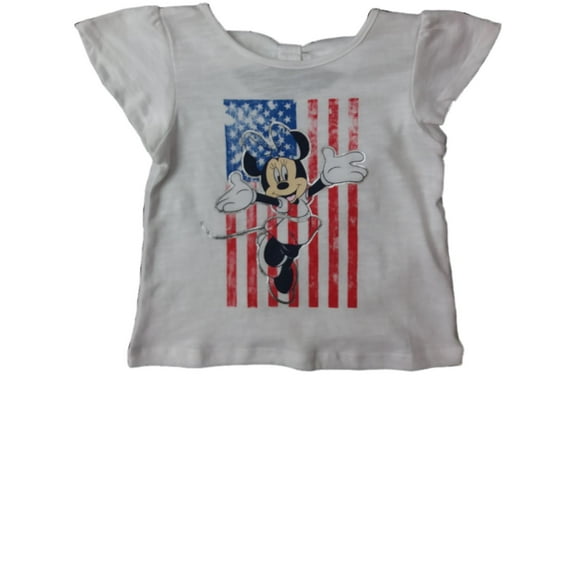 Infant Girls Disney Minnie Mouse USA Patriotic Flag Tee Shirt