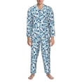 thumbnail image 3 of Fotbe Winter Knit Hat and Socks Pattern Long Sleeve Pajama Set for Men,Sleepwear Set,2-piece Loungewear Set,Soft PJs Comfy Nightwear with Pockets-X-Large, 3 of 7