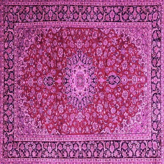 Ahgly Company Indoor Square Medallion Pink Traditional Area Rugs, 4' Square