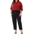 thumbnail image 2 of Agnes Orinda Women's Plus Size Tops Swiss Dots Long Sleeves Button Down Tee Shirt Blouses 1X Red, 2 of 6