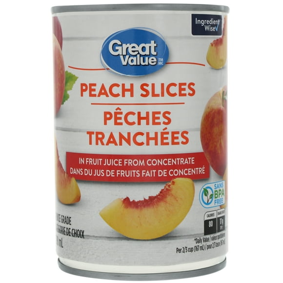 Great Value Peach Slices in Fruit Juice from Concentrate, 398 mL