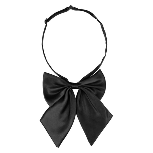 CORBATA UNIFORME AJUSTABLE DE MOÑO PREATADO PARA MUJERES CHIC EN COLOR SÓLIDO NEGRO TAMAÑO ÚNICO
