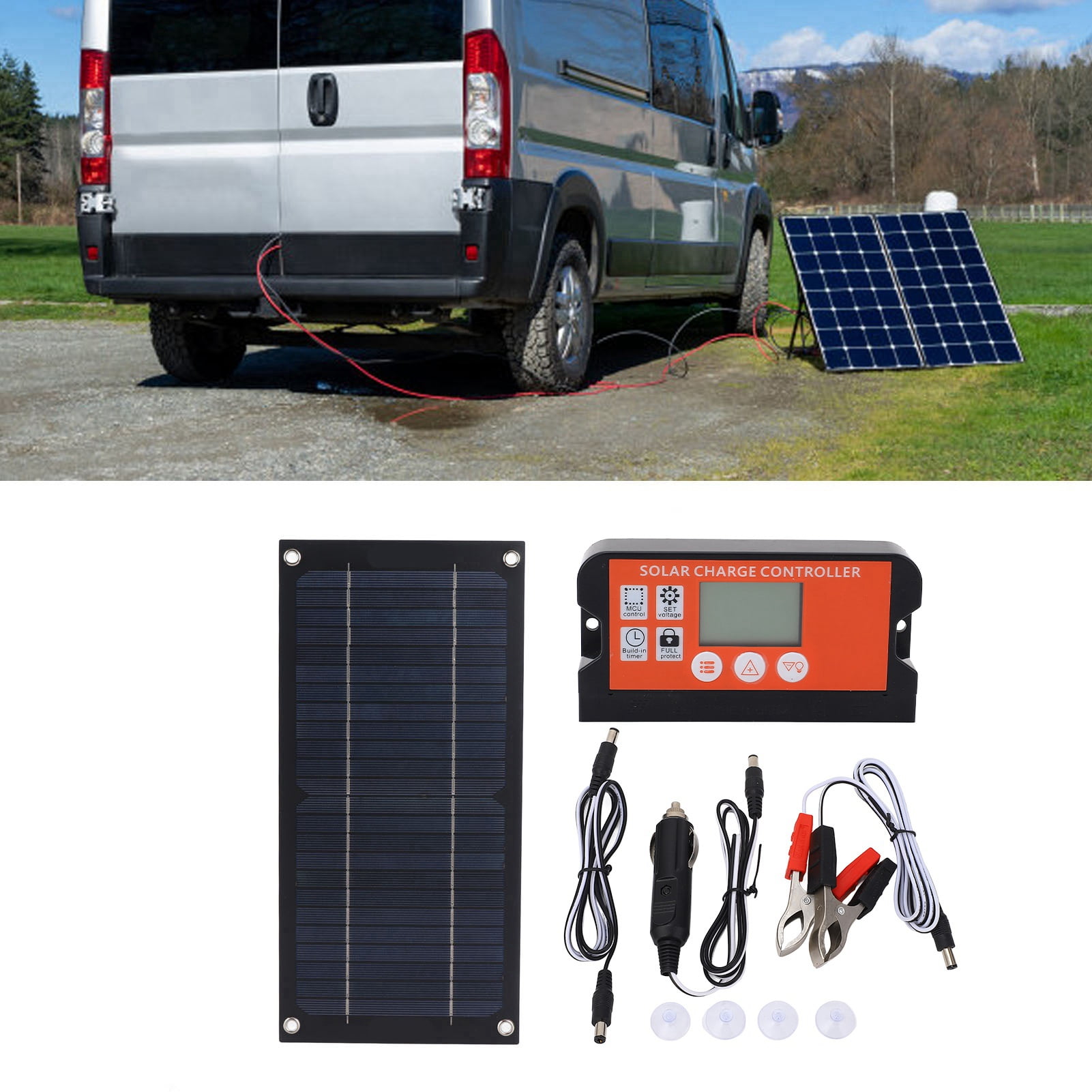 Solar Panel Kit, Portable Solar Charger Kit High Conversion Rate 100A High Output Efficiency 600W  For Outdoor Agriculture