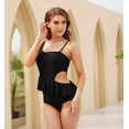 thumbnail image 3 of Women's Ruffle One Piece Swimsuits Cutout Bathing Suit Asymmetric Shoulder Monokini Swimwear, 3 of 7