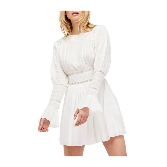 Free People Womens Victorian Mini Dress, Off-White, 6