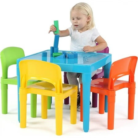 Blue Kids Table and 4‑Chair Set – Sturdy Toddler Activity Table for Play, Crafts, Reading & Snack Time