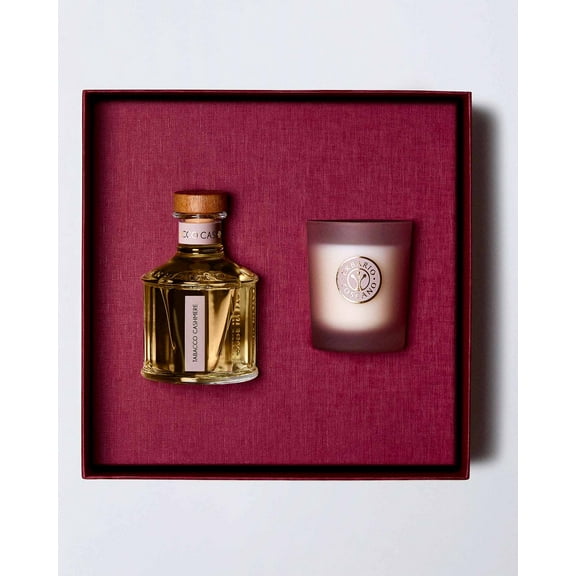 TOBACCO CASHMERE Home Fragrance Gift Set - 250ml Reed Diffuser Candle - Erbario Toscano