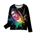 thumbnail image 4 of AJTQTH Kids T-Shirts Spring Fashion Long Sleeve Cute Cartoon Pattern Print Crew Neck Basic Pullover Tops Funny Pattern Graphic Tees Shirt Mulitcolor#05 11-12 Years, 4 of 6
