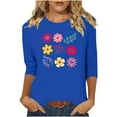 thumbnail image 2 of Runfenguu Plus Size Graphic Tees Womens T Shirts Loose Fits Ladies' Fashion Floral Printed Round Neck 3/4 Sleeve T-Shirt Shirt Sleeve Round Neck Top/Shirt, 2 of 6