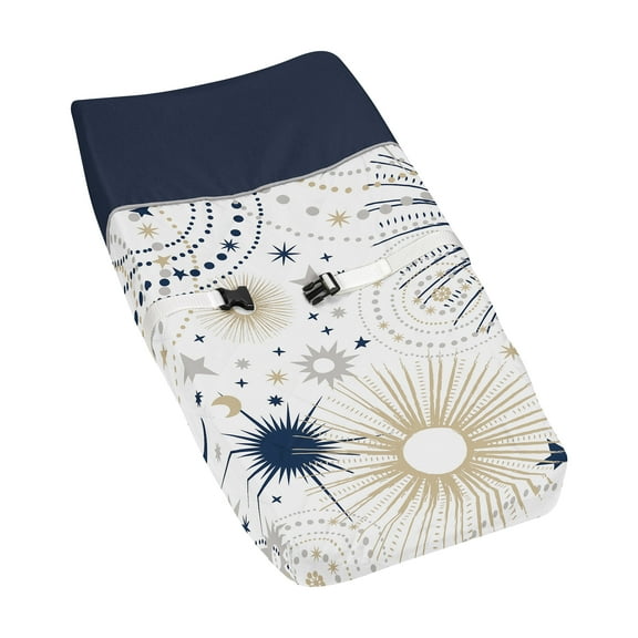 Sweet Jojo Designs Celestial Blue Gold and Grey Changing Pad Cover