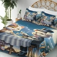 thumbnail image 3 of Ambesonne Cat Fitted & Top Sheet Set with Shams, Gentleman Puppy Kitty Lady Date, Night Blue Rose Apricot, 3 of 5