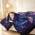 thumbnail image 3 of Homewish Fungus Plants Mushrooms Queen Comforter Set,Cute Butterfly Comforter Sets Queen,Blue Purple,Navy Blue Reversible,3-Piece,1 Comforter and 2 Pillowcases, 3 of 7