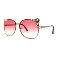 thumbnail image 2 of Intricate Metal Jewel Pearl Trim Rimless Metal Rim Butterfly Sunglasses Gold Pink, 2 of 4