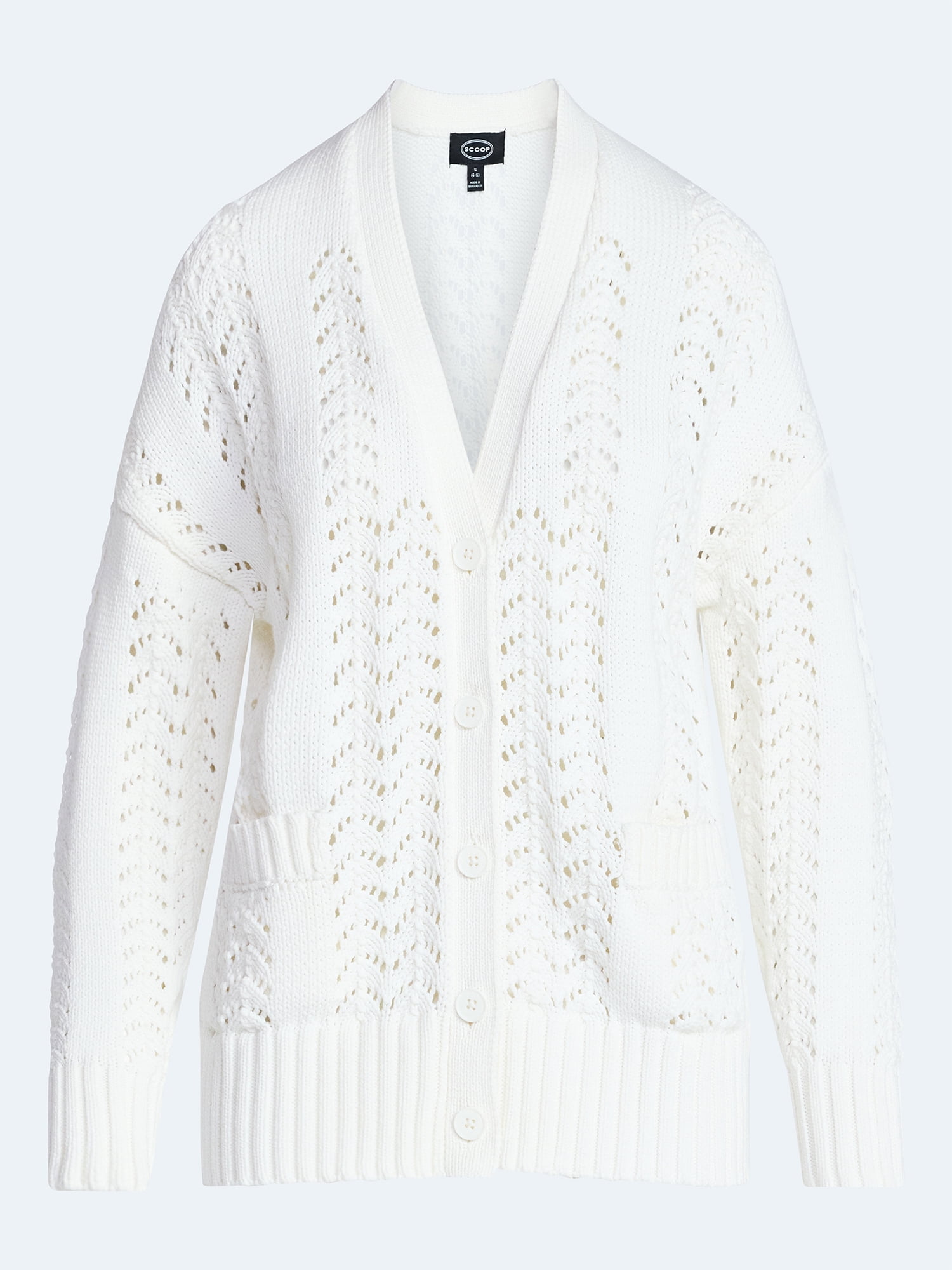 Scoop Women’s V Neck Sweater Cardigan, Midweight, Sizes XS-4X