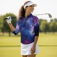thumbnail image 3 of Garronmavis Galaxy Women's Golf Shirt and Sun Visor Hat Set Moisture Wicking 3/4 Sleeve Golf Shirts Adjustable Fashion Baseball Golf Cap Suitable for Tennis Enthusiasts Quick Dry, 3 of 7