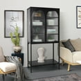 thumbnail image 2 of Fulvari Tall Glass Storage Cabinet With 2 Glass Arched Doors & Adjustable Shelves for Living Room, Kitchen, 2 of 8