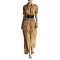 thumbnail image 2 of Blmnix Dresses for Women 2026 Work Dresses Fit & Flare Semi Formal Under Dresses Henley Elbow-Length Maxi Belted Spring Dresses,L, 2 of 6
