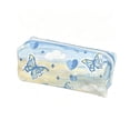 thumbnail image 2 of PYURTEP Pencil Case, Watercolor Butterfly & Heart Print Pencil Pouch, Large Capacity Soft Cloth Zipper Pouch for School Office, 2 of 4