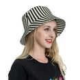 thumbnail image 6 of KLL Black And White Thick Stripes Bucket Hat for Women Men Packable Travel Beach Sun Hat Outdoor Rave Accessories Reflective Fisherman Cap, 6 of 7