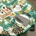 thumbnail image 5 of Boho Palm Leaf Round Tablecloth - Banana Leaves Table Cloth 60 Inch Decorative Botanical Table Cover for Kitchen Dining Room Farmhouse Picnic Indoor Outdoor Use, 5 of 6