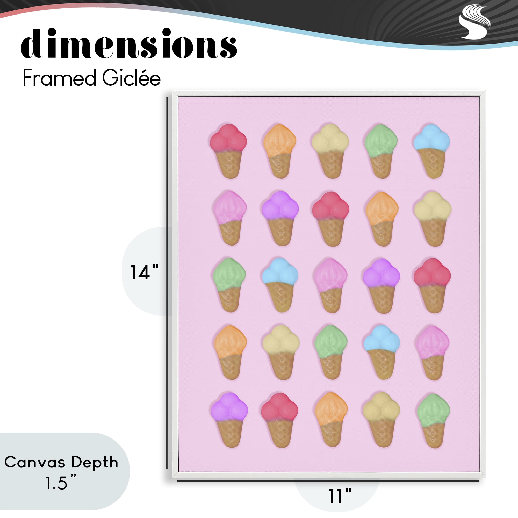 Stupell Industries Ice Cream Shaped Candies White Framed Giclee Art, design by LISH Creative