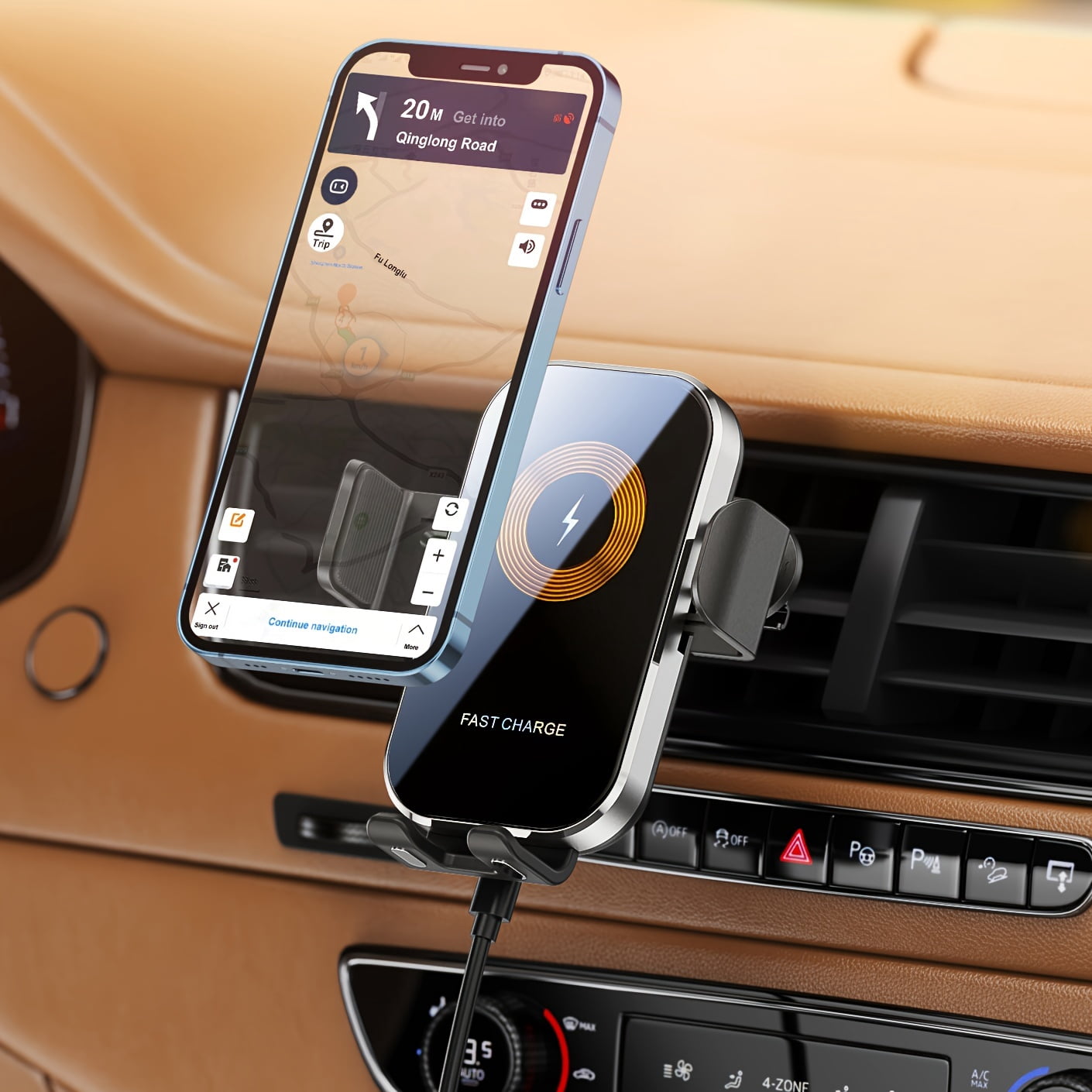 Fast Car Phone Wireless 15W Charger, Air Vent Phone Holder Car Mount for iPhone 12/13/14/15 Series