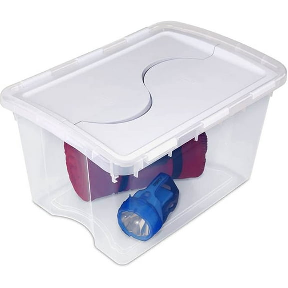 Sterilite 48 Quart Hinged Lid Storage Tote Container, Clear, 12 Count Pack