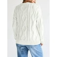 thumbnail image 4 of Women'S Oversized Cable Knit Crewneck Sweaters White M, 4 of 6