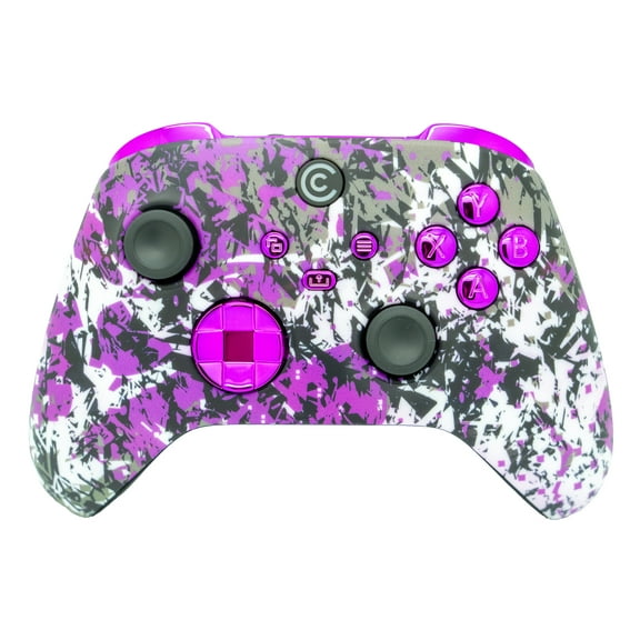 Custom Controllerzz Designer Series Custom Wireless Controller for PC, Windows, Series X/S & One - Multiple Designs Available (Shadow Bloom & Purple Chrome Inserts)